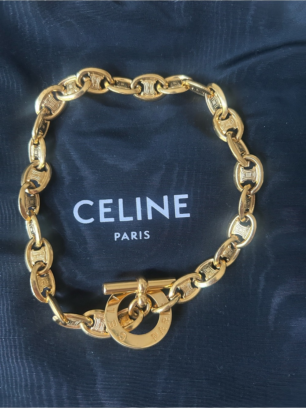Celine Triomphe Link Choker Gold Toned Necklace